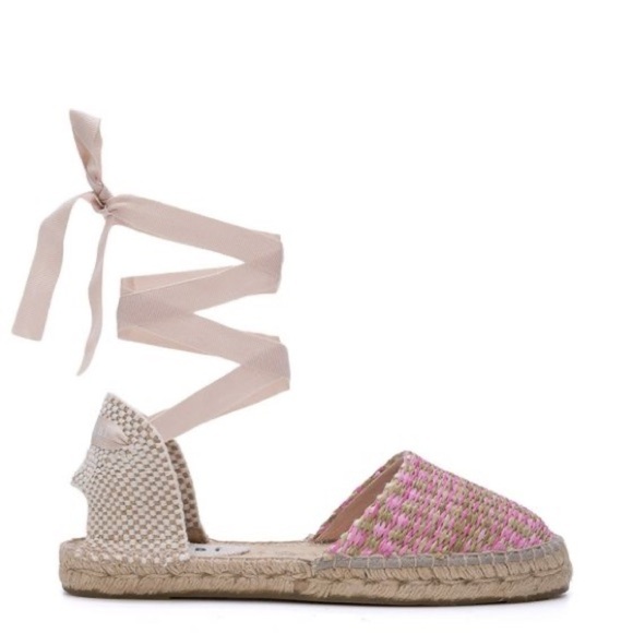 Manebi Raffia Stripes Flat Valenciana Espadrilles Yucatán Pink and Green - Picture 2 of 13